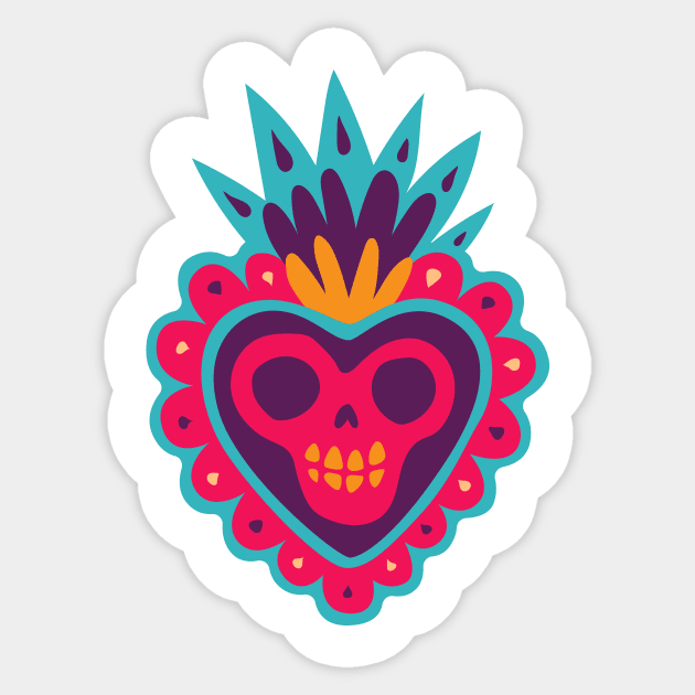 Dia de los Muertos Corazon // Day of the Dead Heart Sticker by SLAG_Creative